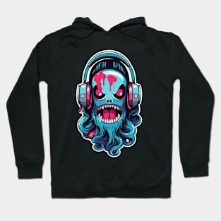 horror and cute headphone fantastic and gotic graphic design ironpalette Hoodie